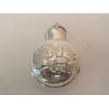 Birmingham silver Victorian perfume bottle cover decorated with Whispers embossed design