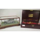 Franklin Mint 1:24 scale model of a Rolls Royce Silver Ghost in a glazed mahogany case, with