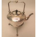 Silver plated Arts and Crafts spirit kettle on stand with burner, by Martin Hall