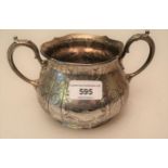 Victorian silver two handled sugar bowl, the baluster body decorated with chased vertical bands