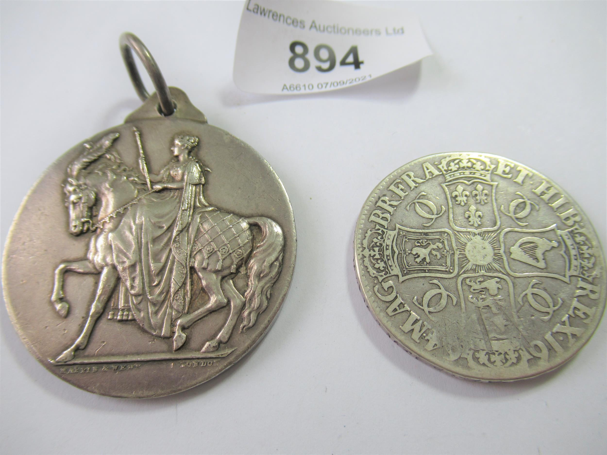 Charles II silver crown, 1664 together with a silver Shire Horse Society medallion - Image 2 of 2