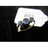 18ct Gold and platinum three stone sapphire ring