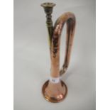 Copper bugle with brass mouthpiece engraved with a Royal crest and inscribed ' George Potter & Co.