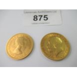 George V gold Sovereign 1911, together with an Elizabeth II gold Sovereign 1963