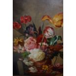 19th Century Dutch School oil on canvas, still life with vase of flowers, ornate gilt framed,