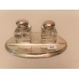 Continental silver (925 mark) two bottle inkstand (at fault)