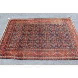 Antique Feraghan rug with all-over Herati design on a midnight blue ground with borders, 75ins x