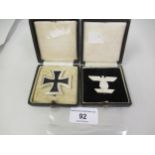 Third Reich Iron Cross badge 1939, in original fitted case together with the 1939 bar to the Iron