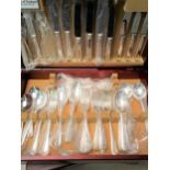 Mahogany cased part canteen of plated cutlery