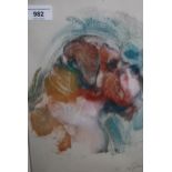 Abel Kesteven, framed coloured print ' Boxer Dog ', 12ins x 8.25ins, in a silvered frame together