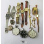 Gentleman's mid 20th Century stainless steel cased wristwatch by Roamer, together with a quantity of