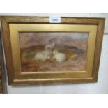 19th Century oil sketch on millboard, sheep on a hillside, inscribed on frame ' T. Sidney