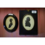 Group of five various 19th Century silhouette portrait miniatures in ebonised and walnut frames