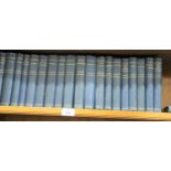 Set of blue cloth bound volumes, works of Charles Dickens