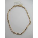 15ct Gold alternating chain link Albert with clip and bar, 40g Good overall condition. We think