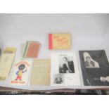 Box of ephemera containing two 1956 Liberace Programmes, Good Golly recipe book, pamphlets, League