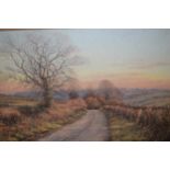 Mervyn Goode, 20th Century oil on canvas, fading Winter light over Priors Dean, signed, 19.5ins x