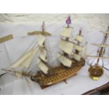 Detailed late 20th Century model of HMS Victory in full sail, 41ins long x 29ins high and another
