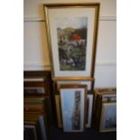 Set of four gilt framed coloured hunting prints, another framed set of four coloured hunting