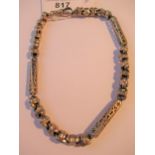 Victorian yellow metal pierced box link watch chain, 19gms There are a couple of weak links - see