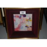 Small mixed media, still life study, signed Michael, 5ins square, housed in a velvet lined and