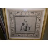 Antique black and white engraving inscribed ' Marco Carolini Romano Incise ', framed, 19ins x 21ins,