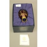 Modern Faberge ' Grand Duchess ' model of an Imperial Easter egg in etched and gilded ruby glass, on