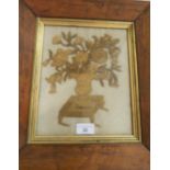 18th/ 19th Century maplewood framed needlework panel, vase of flowers on a stand Slightly faded,