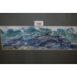 Diana (Xanadu) Watson (Australian), watercolour study of three dolphins, signed, 4.25ins x 13.