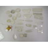 Quantity of Chinese mother of pearl gaming counters and needlework items