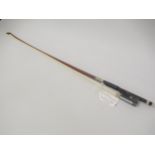 Violin bow by G.A. Pfretzschner, circa 1925 with leather and silver wire grip, mother of pearl