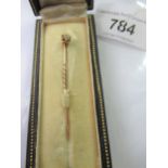 Victorian 15ct gold diamond solitaire stick pin in fitted case