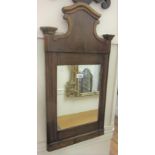 19th Century Continental walnut wall mirror with rectangular plate, 29.5ins high x 16ins wide