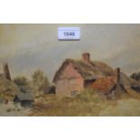 19th Century English school oil on board, study of cottages near Maidenhead, monogrammed F.W. and