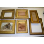 Box containing two 19th Century gilded oak picture frames and a quantity of other oak picture frames