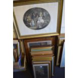 Pair of large gilt framed reproduction colour prints after Morland, together with a large quantity