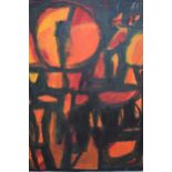 Oil on board, abstract study dated '66, signed Rogers, 25ins x 21ins, small oil on canvas,