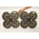 Pair of 19th Century quatrefoil stained glass and leaded window panels of stylised floral design,