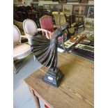 Late 20th Century Art Deco style bronze figure of a dancing lady on marble plinth base, 20ins high