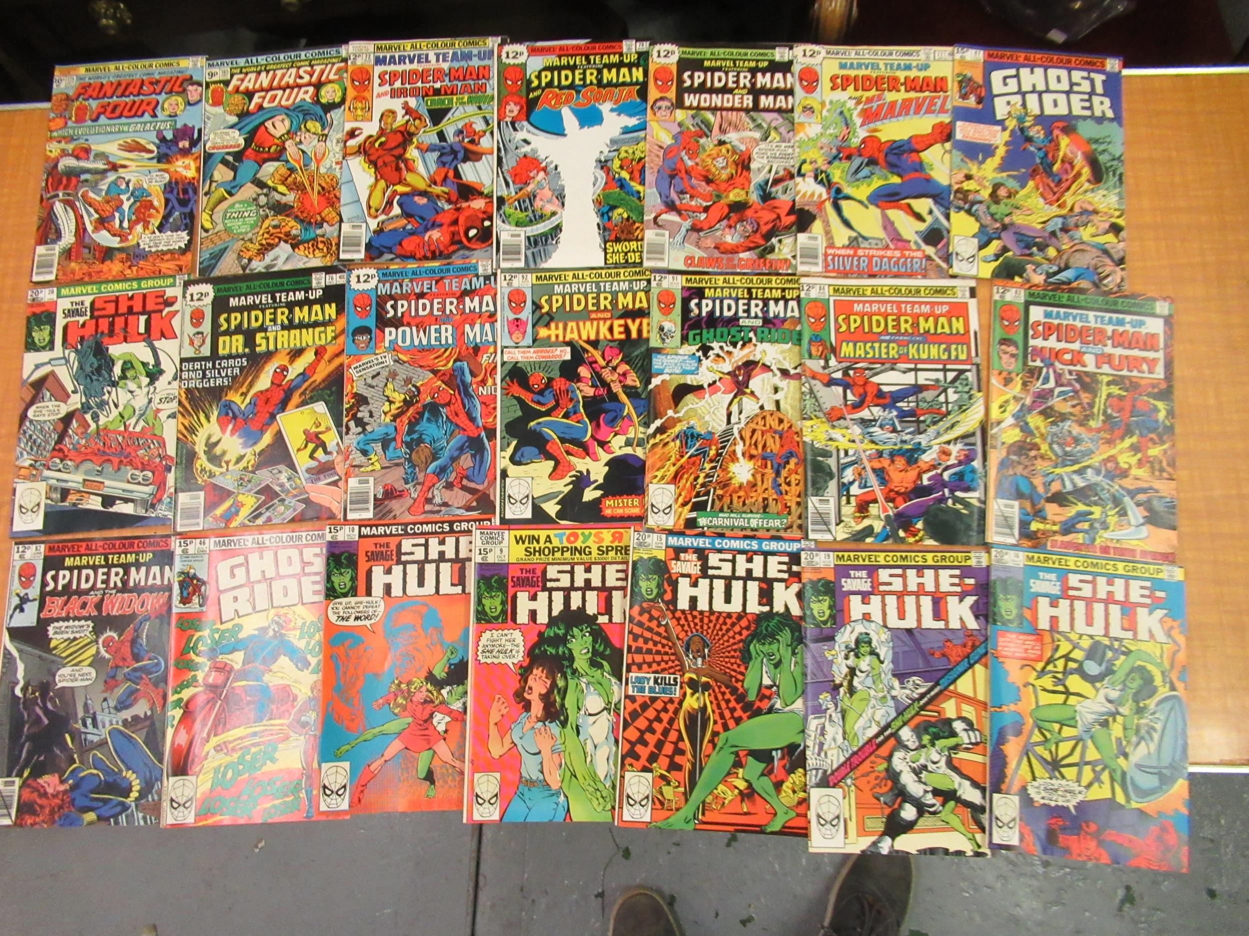 Tray containing a quantity of various Marvel comics including Ghostrider, The Hulk, The Thing and - Image 3 of 7