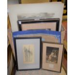 Small quantity of various antique and later engravings and photographs, framed