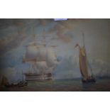 Attributed to William Joy, 19th Century watercolour, English Man-o-war and other shipping off the