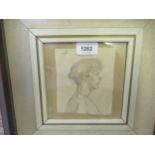 Pencil and watercolour on paper fragment, head and shoulder portrait of a lady, signed ' ORP '?