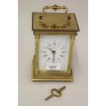 Large 20th Century gilt brass carriage clock, the enamel dial inscribed ' Phaeton by Acctim ',