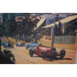 Barry Rowe, artist signed Limited Edition coloured print, ' First Lap at 1930 Monaco Grand Prix ',