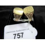 Two gentleman's 9ct gold signet rings, 9.5g