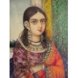 19th Century Indian school, pair of miniature portraits of a lady and gentleman, 2.75ins x 2ins