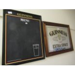 Guinness advertising mirror in a stained pine frame, 20ins x 26ins, together with a Guinness menu