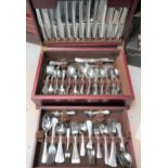 Mahogany cased canteen of Arthur Price Bead pattern stainless steel cutlery