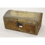 Small George III brass studded pony skin dome top trunk, labelled to the cover ' Maltwood, Trunk and